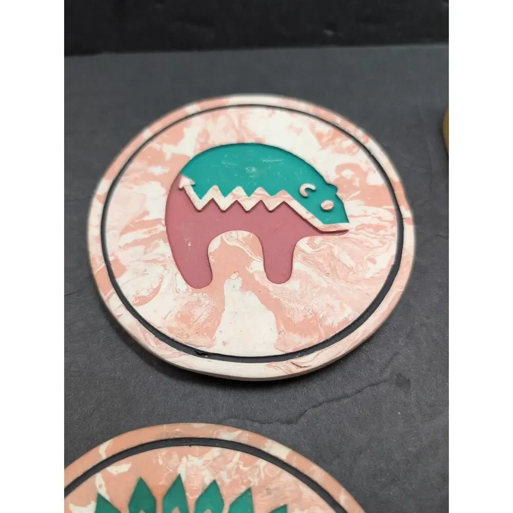 Southwestern Patterned Stone Engraved Coasters (4) In Holder